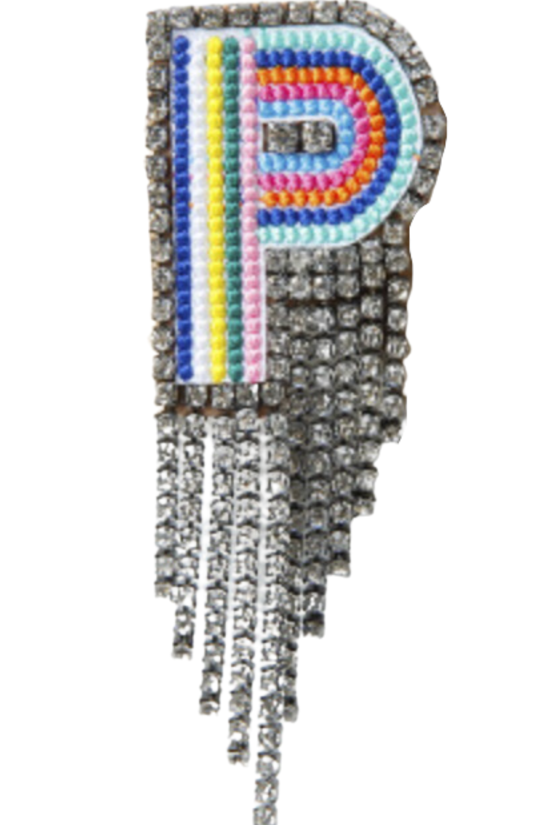 SPILLA MULTICOLOR CON STRASS LETTERA "P"