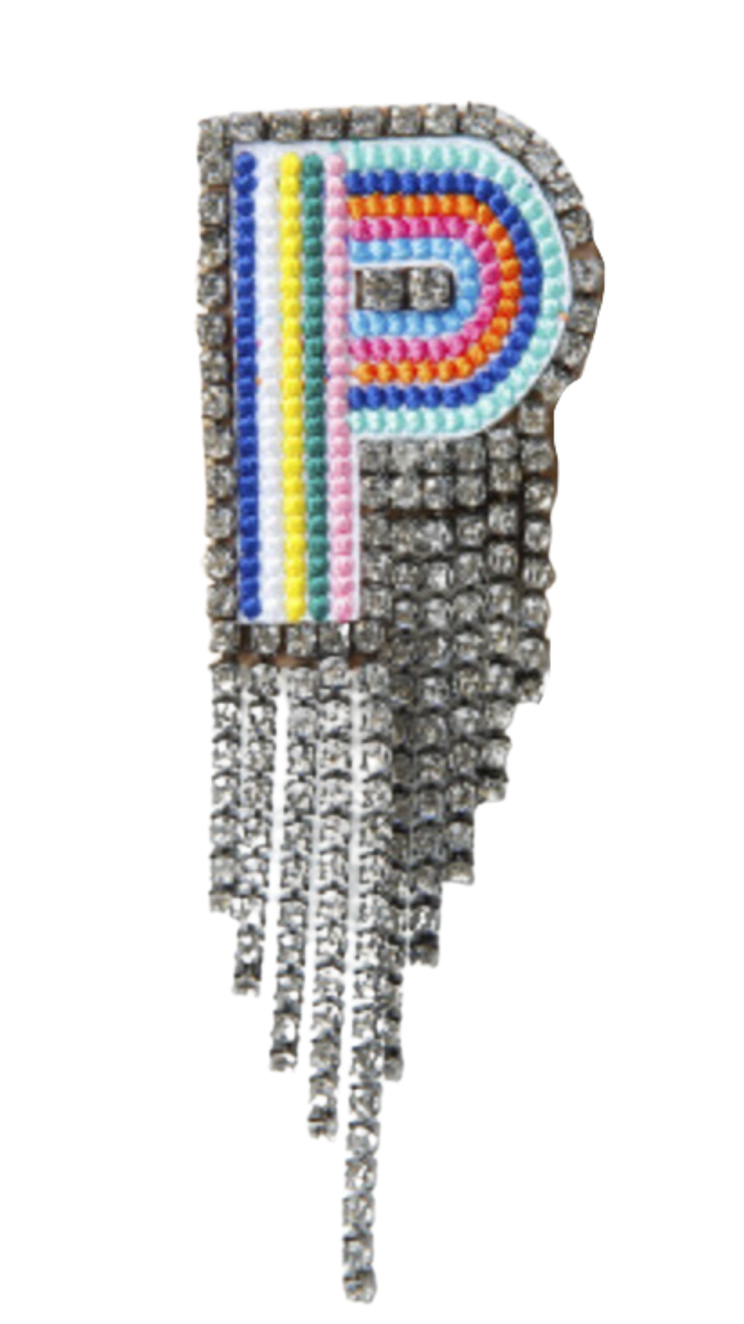 SPILLA MULTICOLOR CON STRASS LETTERA "P"