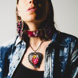 Body necklace with cascading chains - in gold-colored steel