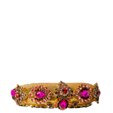 Cerchietto bombato con paillettes dorate e pietre rosa GOLDEN QUEEN