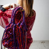 COCCHINA BAG - PURPLE/RED CROCHET WITH FRINGES