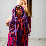 COCCHINA BAG - PURPLE/RED CROCHET WITH FRINGES