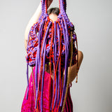 COCCHINA BAG - PURPLE/RED CROCHET WITH FRINGES