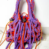 COCCHINA BAG - PURPLE/RED CROCHET WITH FRINGES