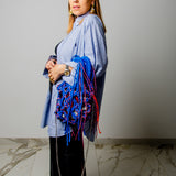 COCCHINA BAG - BLUE/PURPLE CROCHET WITH FRINGES