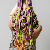 COCCHINA BAG - GREEN/PURPLE CROCHET WITH FRINGES