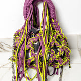 COCCHINA BAG - GREEN/PURPLE CROCHET WITH FRINGES